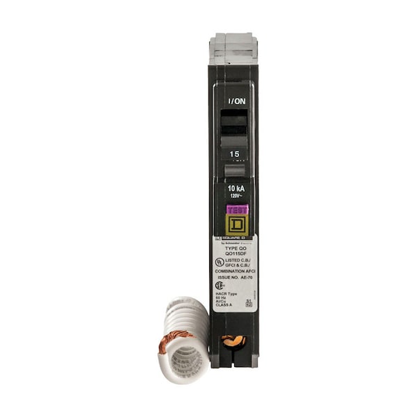 Square D Miniature Circuit Breaker, QO Series, 15A, 1 Pole, 120V AC, 10kA at 120V AC QO115DFC - main